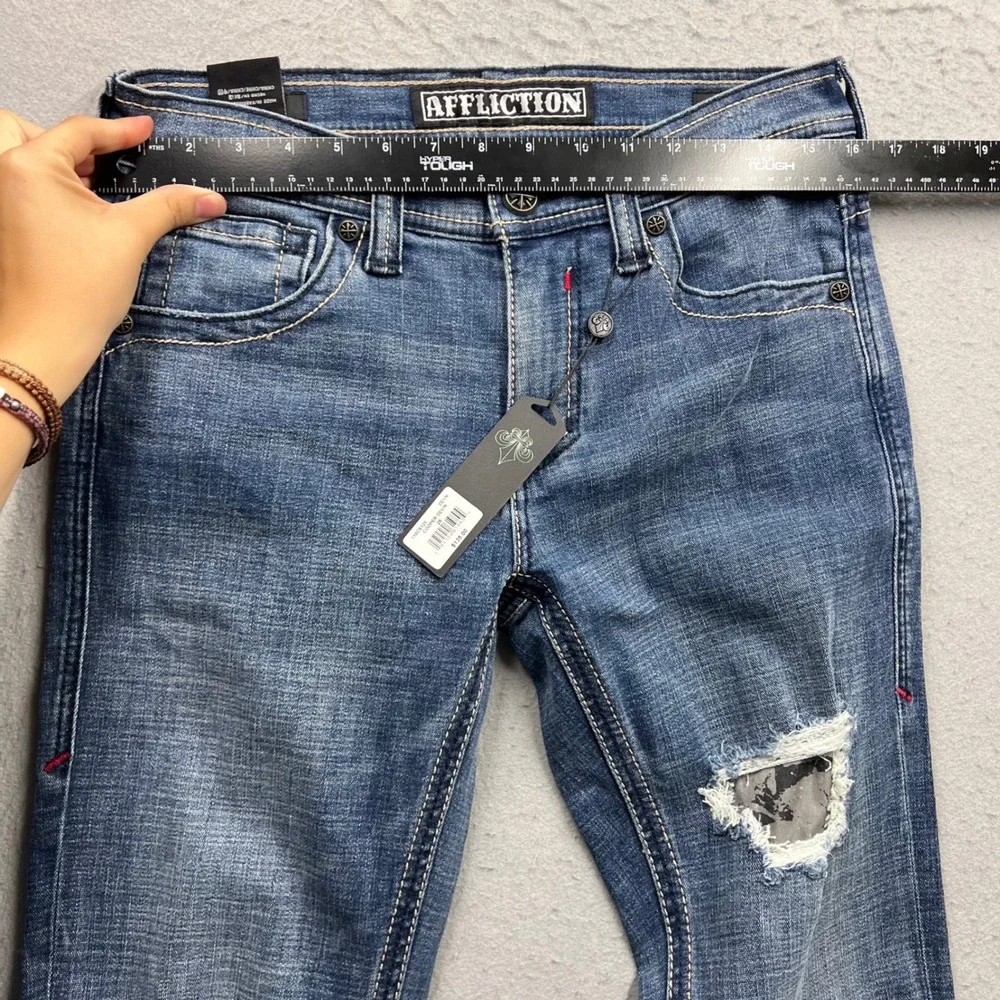 Affliction Cooper Devin Slim Straight Distressed Camo Jeans Mens 29 NWT 110CS125